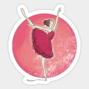 Ballet Dancer under the red moon, Water Color design Sticker